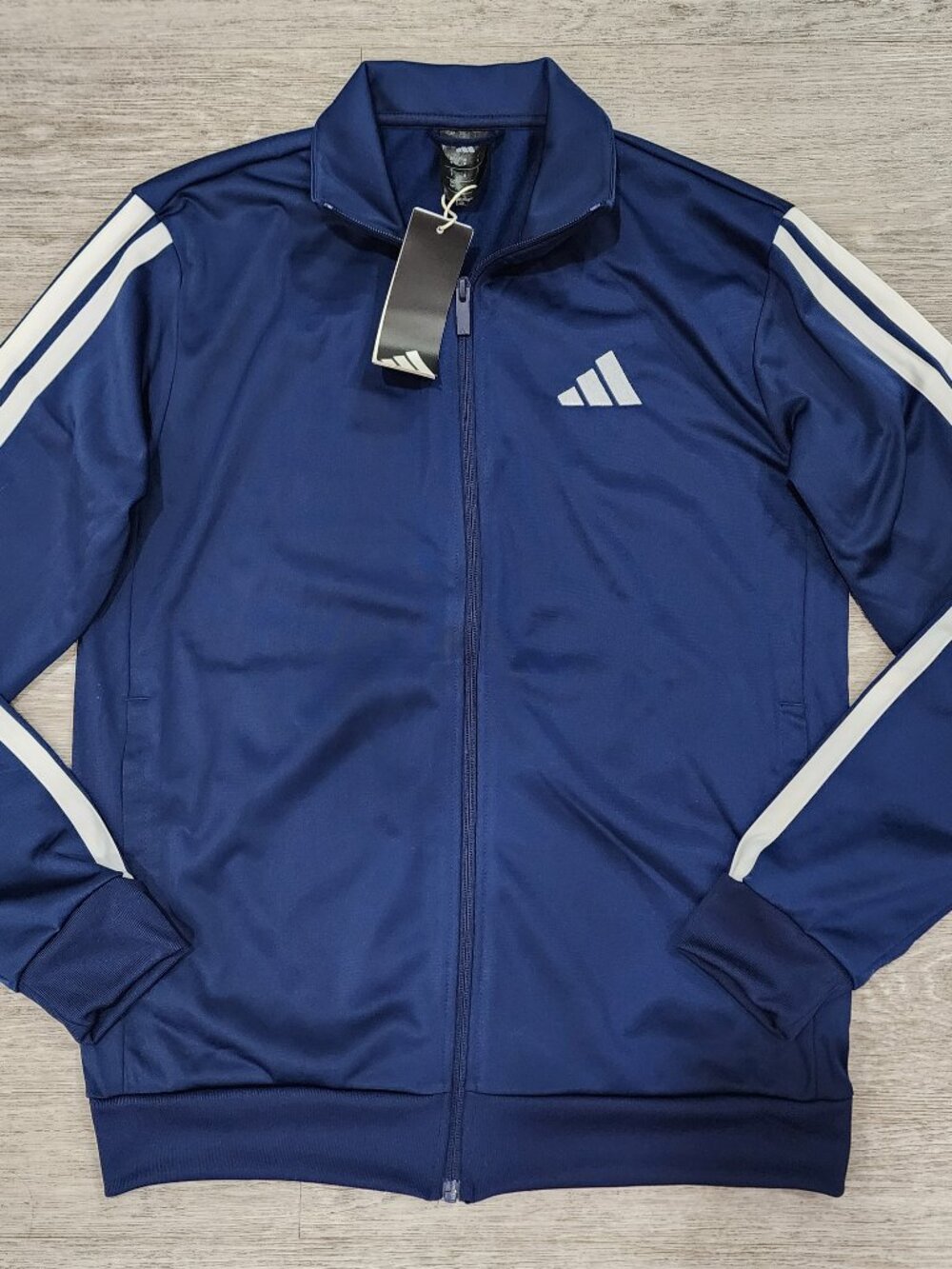 Adidas 3S Track Tops Jacket Full Zip Men's S Dark Blue Sportswear NWT